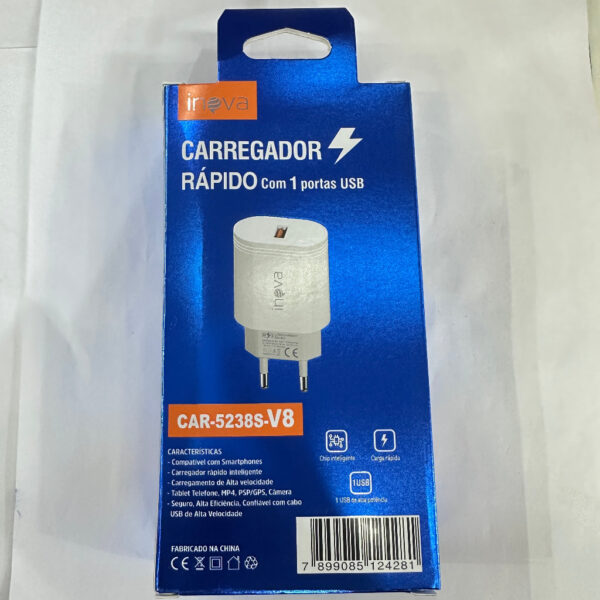 Carregador Inova Rápido 20w 3.0 V8 Tipo C Usb Atacado - Image 2