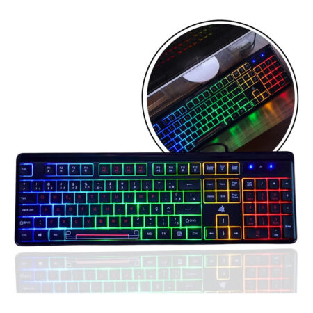 Teclado Gamer Slim Silencioso LED RGB ABNT2 USB para PC/Videogame