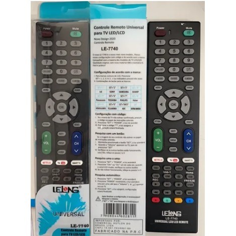 Controle Universal Le-7740 com botão Netflix, Youtube e Smart Tv