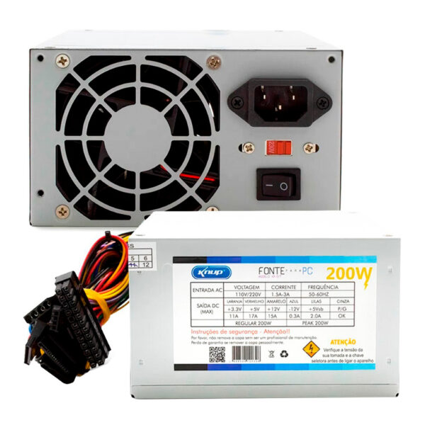 Fonte de Alimentação ATX 200W Bivolt Knup KP-517 - Image 3