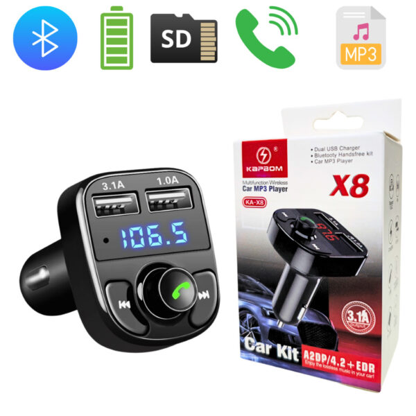 Carregador Veicular Bluetooth USB Transmissor FM - KA-C108