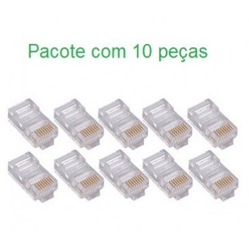 Kit 10 Conector Rj45 Cat5 Plug Rede Cabo Internet Pacote