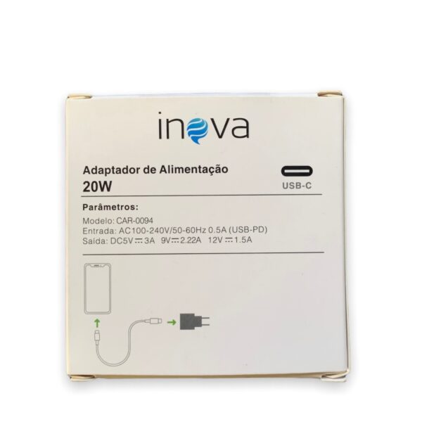 Carregador Inova 20W Turbo Rápido Tipo C Tipo C Android Iphone 15 Cabo Fonte - Image 3