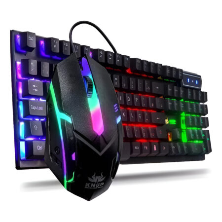 Kit Teclado Gamer Membrana Com Mouse Rgb Luminoso