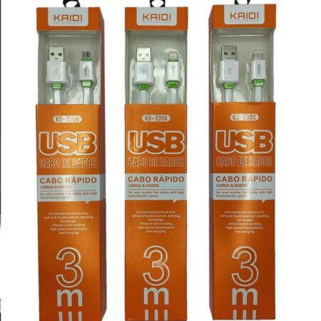 Cabo Turbo USB - Tipo C, Iphone, V8 - 3 Metros