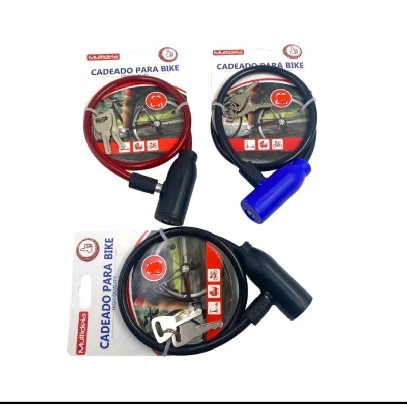 Cadeado Trava P/ Bicicleta Moto Estepe 65cm C/ 2 Chaves