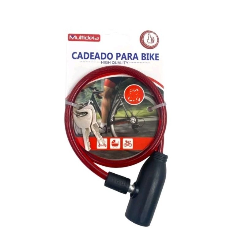 Cadeado Trava P/ Bicicleta Moto Estepe 65cm C/ 2 Chaves - Imagem 2