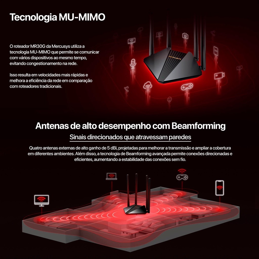 Roteador Wi-Fi Dual Band Gigabit AC1200 Mercusys MR30G - Imagem 5